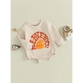 thumbnail image 3 of Wassery Baby Girls Boys Thanksgiving Romper Long Sleeve Crewneck Letter Pie Print Bodysuits 3M 6M 12M 18M 24M Infant Fall Thanksgiving Onesie, 3 of 8