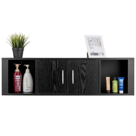 Wall Mounted Floating Desk Hutch Wall Shelf Cabinet Storage