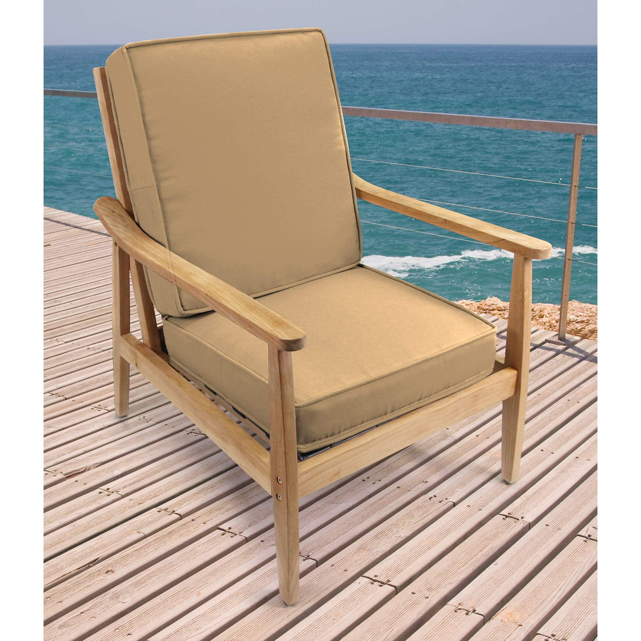 Jordan Manufacturing Sunbrella 22" x 45" Brown Solid Outdoor Deep Seat Chair Cushion Set with Ties - 45'' L x 22'' W x 4'' H