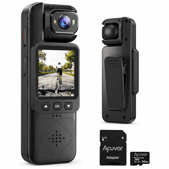 Acuvar 1080P Pocket Vlogging Camera with 3-Axis Gimbal Stabilizer, Handheld Portable Video Camera with WiFi, LCD Screen, Face Tracking, 360° Rotation & 64GB SD Card