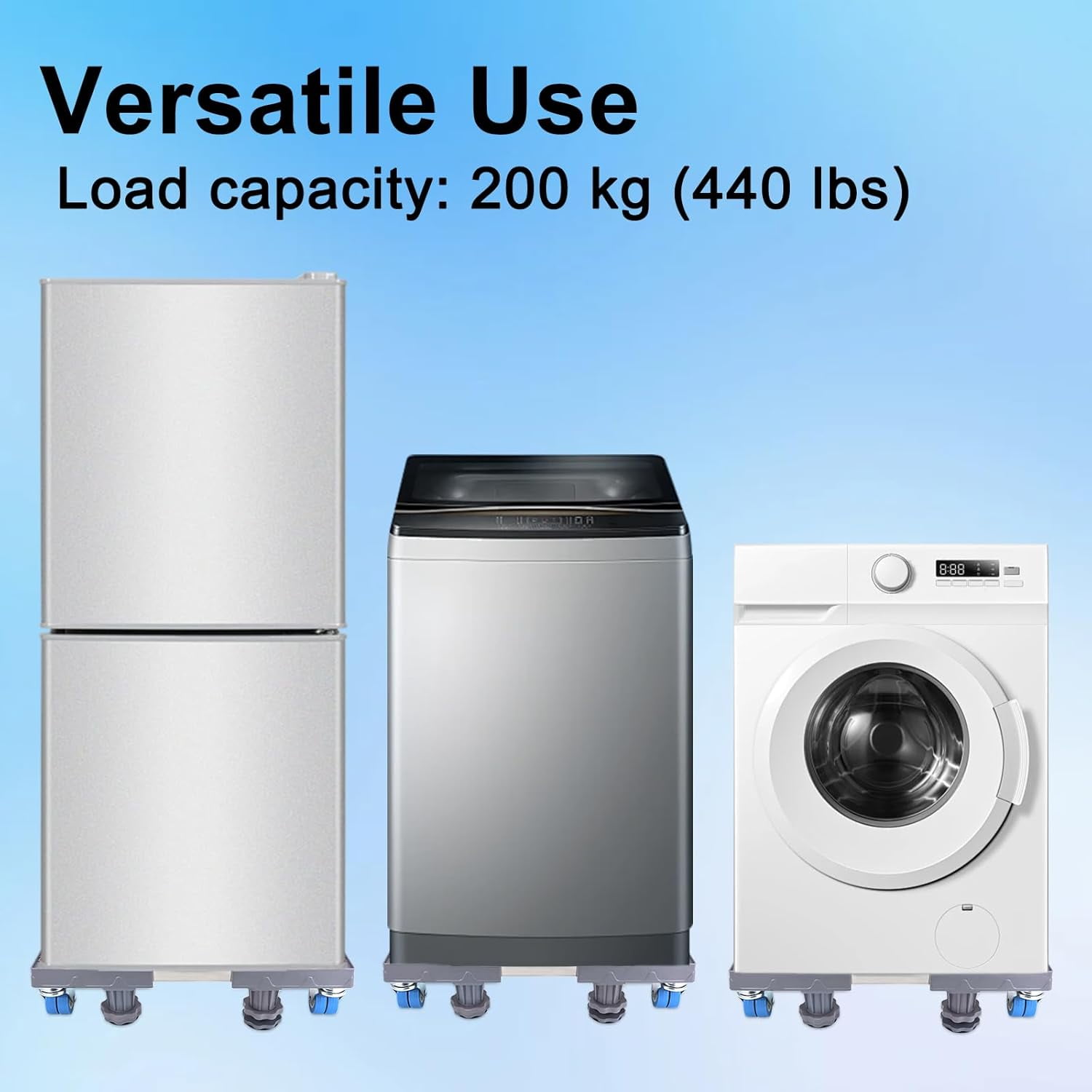 Heavy Duty Mini Fridge Stand with Strong Feet and 4 Rollers,Universal Mini Refrigerator Stand, Washing Machine Pedestal Multi-Functional Base for Refrigerator and Dryer (4 Strong Feet with 4 Rollers)