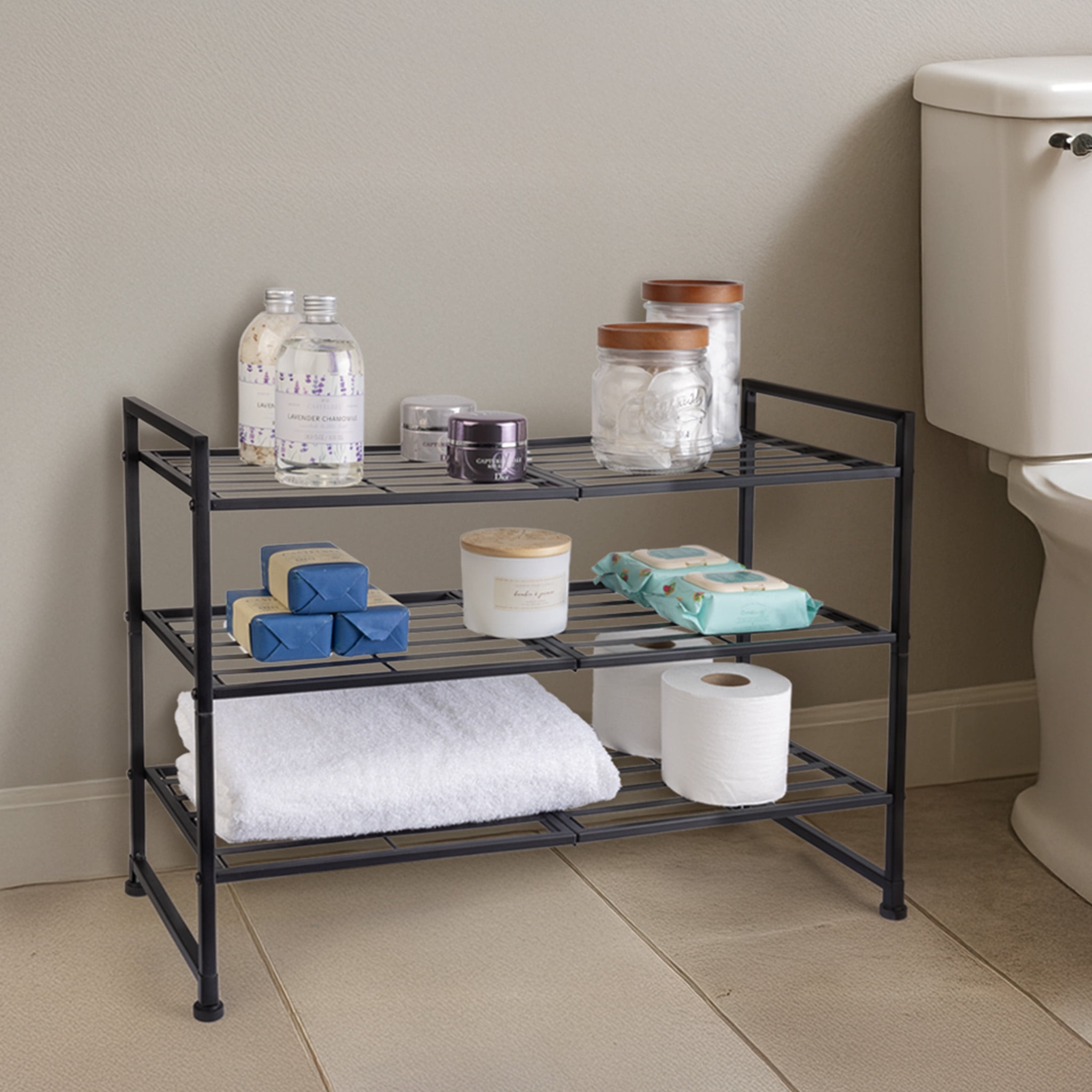 Mainstays 3-Tier Gray & Silver Metal Shoe Rack for Shoe Storage, Holds up to 12 Pairs