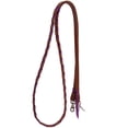 thumbnail image 2 of Rafter T Plaited Barrel Racing Reins, 5/8" Color: Brown/Metallic Silv, 2 of 4