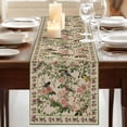 thumbnail image 3 of Table Runners 120 Inches Long Dress Scarves, Beige Spring Floral Farmhouse Coffee/Dining/Kitchen Table Runner for Living Room, Elegant Pastoral Flowers Birds Watercolor 13x120 Inch, 3 of 9