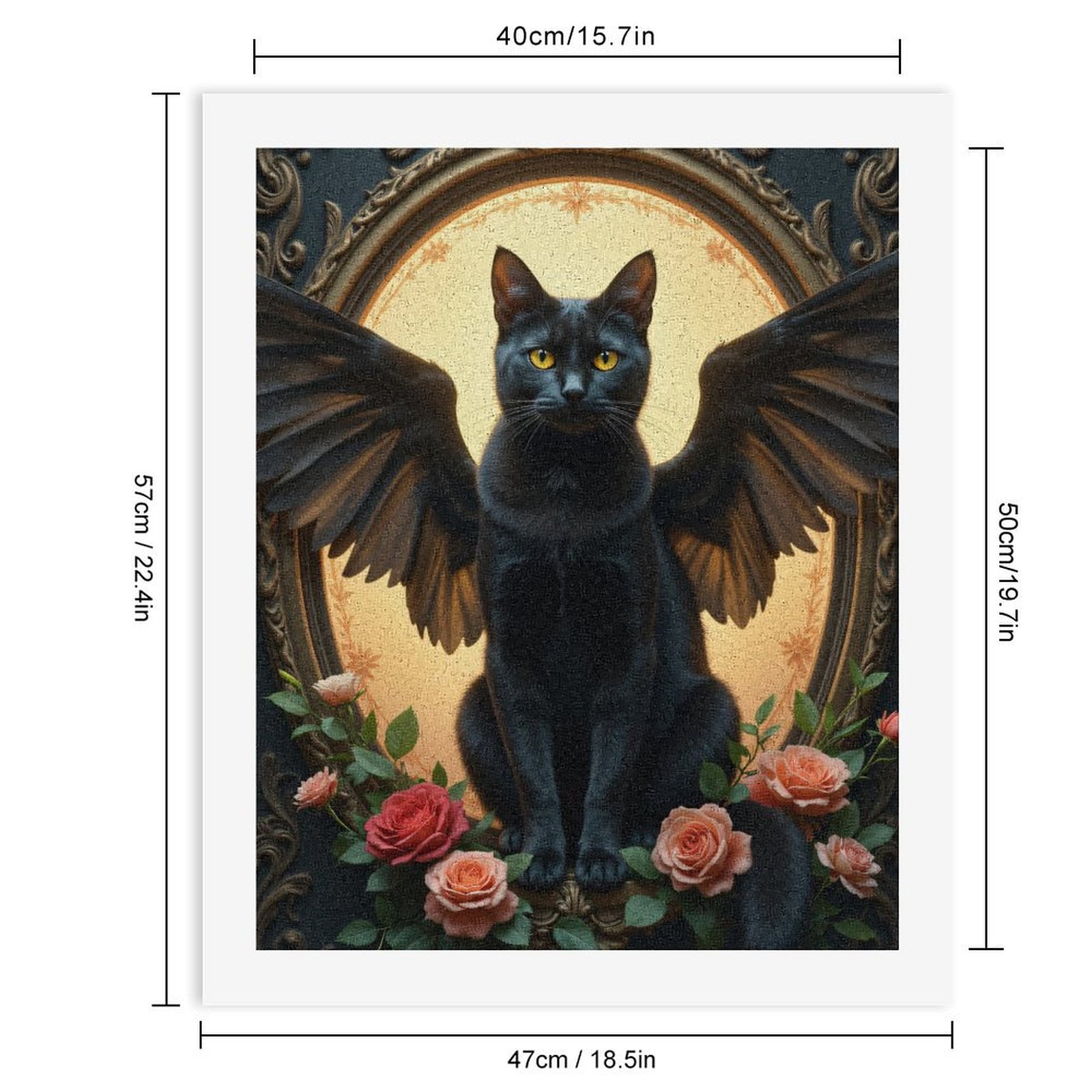Paint by Numbers Kit for Adults, Cat Wings Roses Ornate Frame Paint by Numbers, Easy Paint by Numbers Kit for Adults Beginner, DIY Adult Paint by Number Kits on Canvas, Home Decor