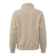 thumbnail image 4 of RUTAYY Women's Sweatshirt Long Sleeve Solid Color Quarter Zip Stand Collar Front Pocket Pullover Tops Beige, 4 of 5