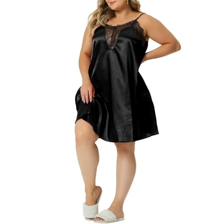 

Unique Bargains Women s Plus Size Lace Nightgowns Spaghetti Lounge Sleep Dress