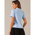 thumbnail image 3 of DARING DIVA Women's Plaid Puff Sleeves Vintage Gingham Blouses XS Light Blue, 3 of 6