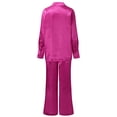thumbnail image 5 of Satin Pjs for Women Set 2 Piece Valentine Pajamas Women Long Sleeve Button-Down Sleep Sets Pink Pjs for Women, 5 of 6