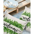 thumbnail image 2 of Pack of 2 Outdoor Pillow Covers, Summer Welcome Green Watercolor Plant Burlap Waterproof Square Throw Pillowcase Cushion Decorative Pillow Covers for Couch Patio Tent, 26x26 in, 2 of 6