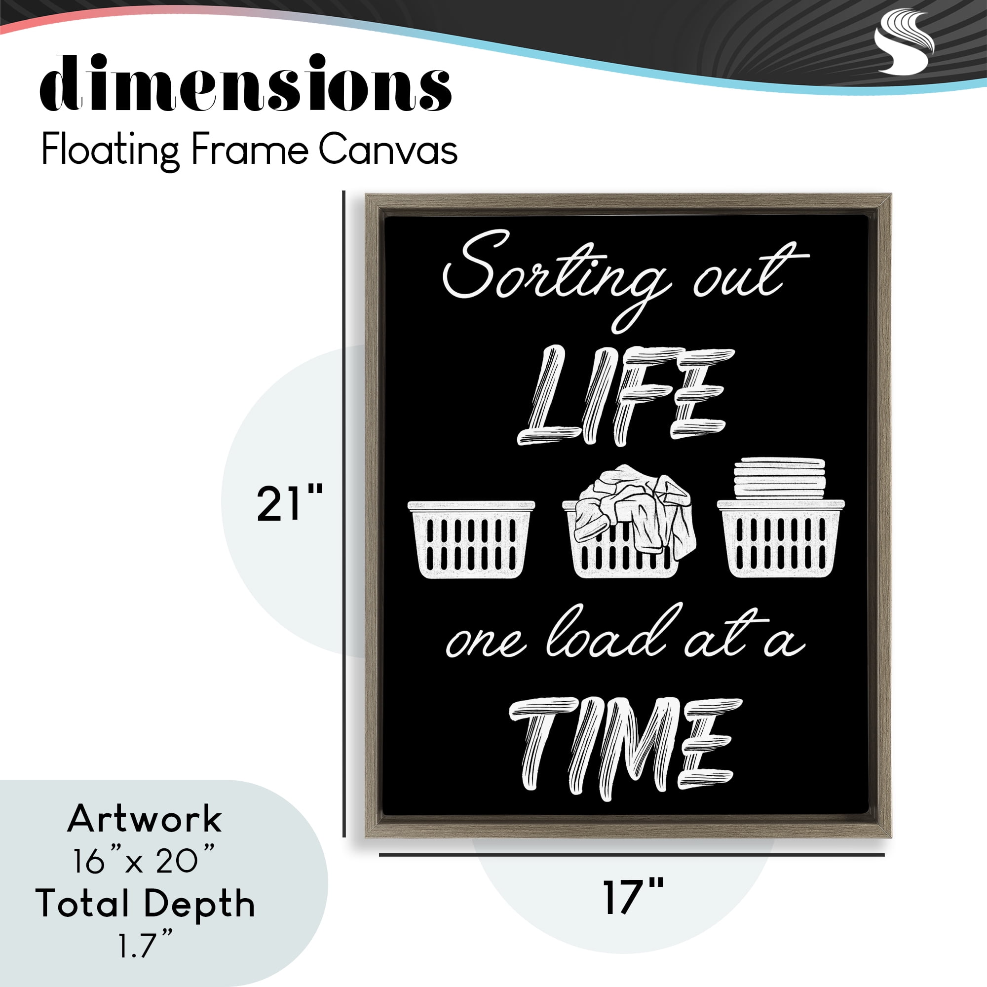 Sorting Out Life Laundry Brown Framed Floater Canvas Wall Art, design by Marcus Prime