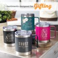 thumbnail image 6 of Christian Art Gifts Reusable Stainless Steel Double Wall Vacuum Insulated Camp Style Travel Mug w/ Handle for Women: Trust in the Lord Inspirational Bible Verse, BPA-free Retractable Lid, Teal, 11 oz., 6 of 7