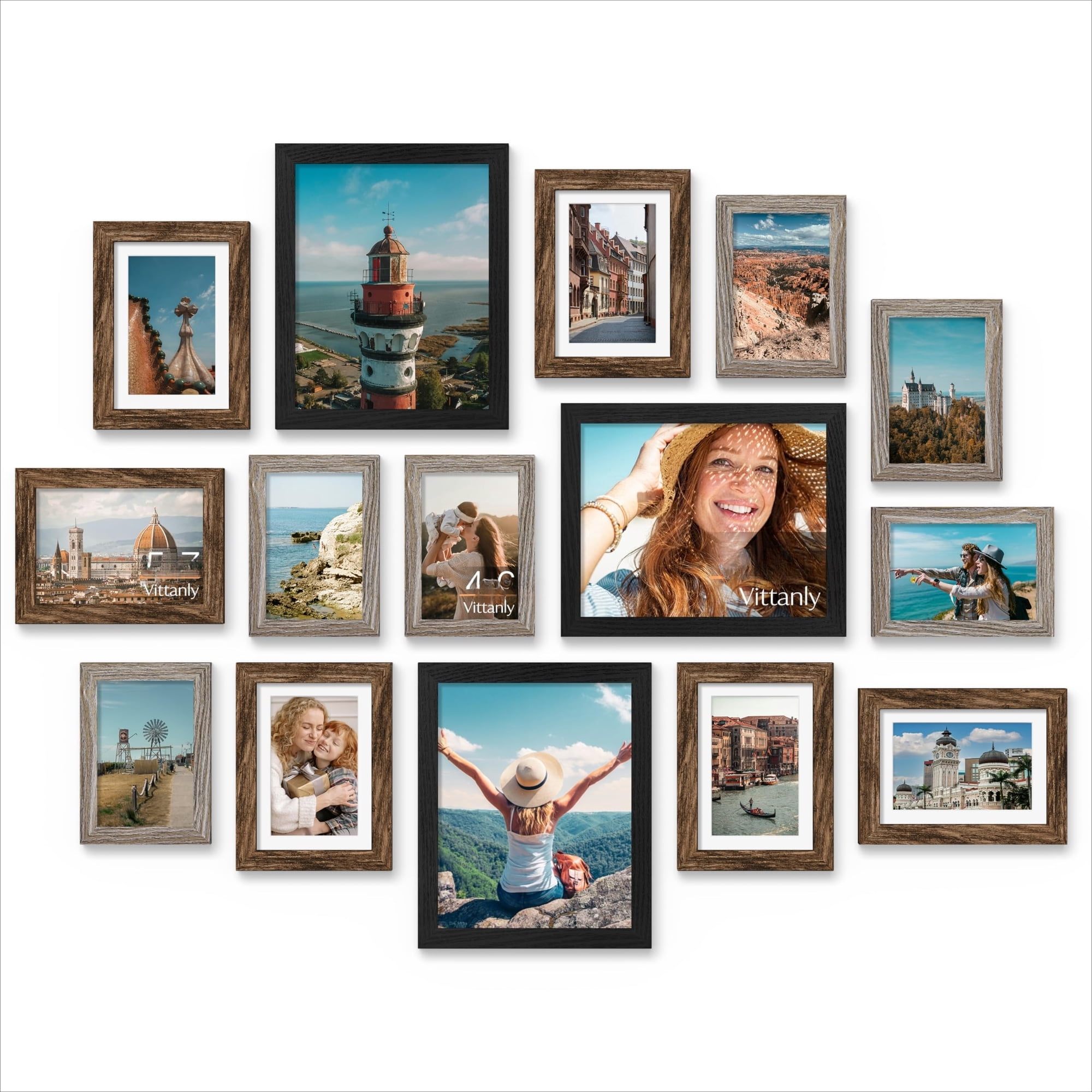 Pack Picture Frames Collage Wall Decor Wall/Tabletop Display | Black Multi-Size Gallery Wall Frame Set Picture Frame Set for Family