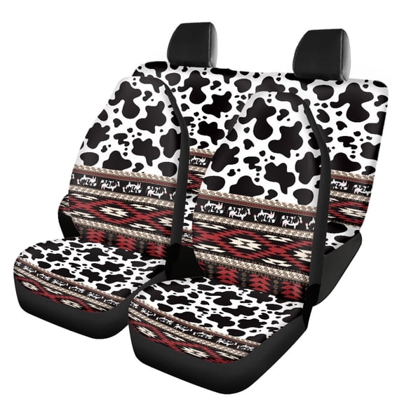 Pzuqiu Car Seat Cover Full Set Interior Polyester, Compatible with Automotive Seat Vehicle Seats, for Truck Trucks, Cow Print Colorful Stripes