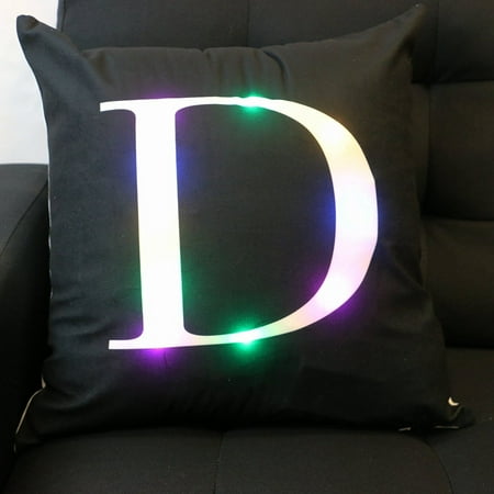 Magshion Led Light 26 Alphabet Letter Square Throw Pillow Case