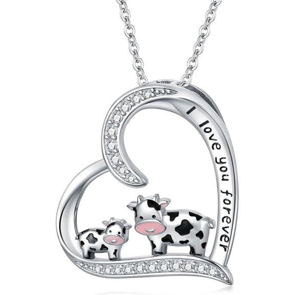 SOULMEET Horse/Cow/Frog/Mama Bear/Lion/Monkey/Fox/Giraffe Necklace S925 Sterling Silver Cute Animal Pendant Necklace Mother's Day Birthday Gift for Women Mom Grandma