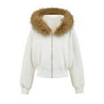 thumbnail image 2 of Womens Coats Hooded Long Sleeve Winte Regular Casual Outwear,Coats for Women White L, 2 of 6