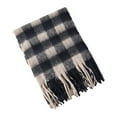 thumbnail image 5 of Eoperou Women Autumn Winter Fluffy Scarf Plaid Print Thickened Warm Shawl Elegant Tassels Coldproof Long Scarf, 5 of 8