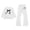 White*, variant on RUTAYY Girls 2 Piece Casual Outfit Crew Neck Long Sleeve Graphic Print Tops Elastic Waist Flare Pants Kids Daily Playwear White