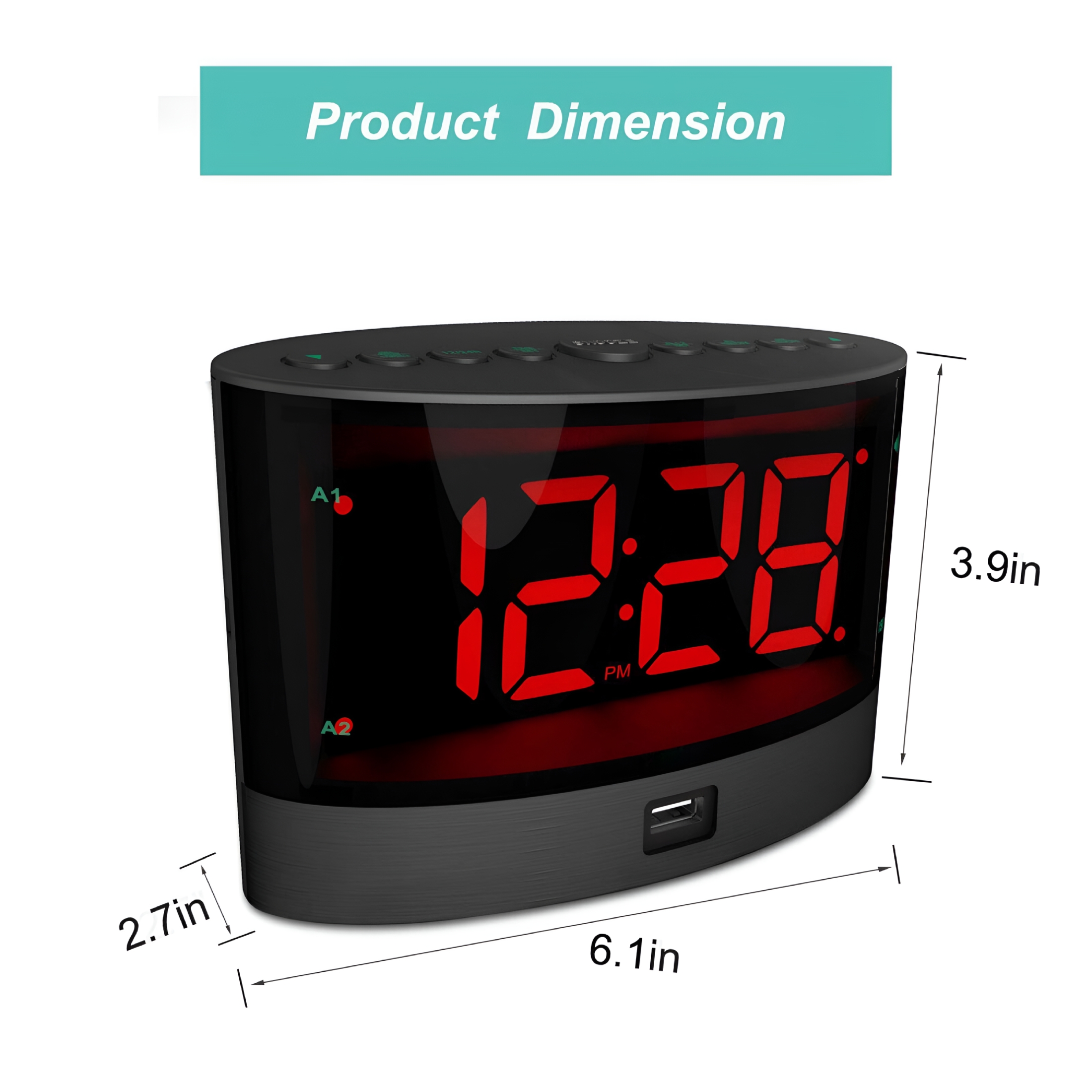 DESIGNICE Extra Loud Alarm Clock with Bed Shaker,Heavy Sleepers,Adjustable,USB