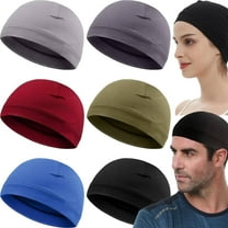 6 Pcs Men Skull Caps Spandex Cotton Beanies Sleep Hats Sweat Wicking Cap Running Hats Cycling Skull Caps for Men Multifunctional Helmet Liner Cap for Men and Women