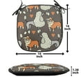 thumbnail image 5 of Poodle Chair Seating Cushion Set of 2, Doodle Illustration of Dogs with Heart Motifs Bulldog, Seat Pads for Office with Anti-slip Backing, 16"x16", Cocoa Multicolor, by Ambesonne, 5 of 7