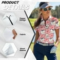 thumbnail image 5 of COEQINE Women V Neck Golf Shirts Workout Lightweight Short Sleeve Golf Tops Cow and Red Heart Cow Spot Print 1/4 Zip Moisture Wicking Tennis Activewear for Valentine's Day, 2XL, 5 of 7