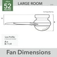 thumbnail image 6 of Hunter 52 inch Indoor Ceiling Fan with Light and Remote Control - For Bedroom or Living Room, Low Profile Mount, White Modern Ceiling Fan with LED Light, Quiet, 3 Blades - Minimus 51433, Fresh White, 6 of 17