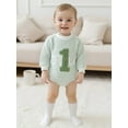 thumbnail image 4 of Miaouyo Newborn Baby Boy Striped Birthday Romper 6 12 18 Months Fashionable Number Embroidery Round Neck Long Sleeve Jumpsuits, 4 of 9
