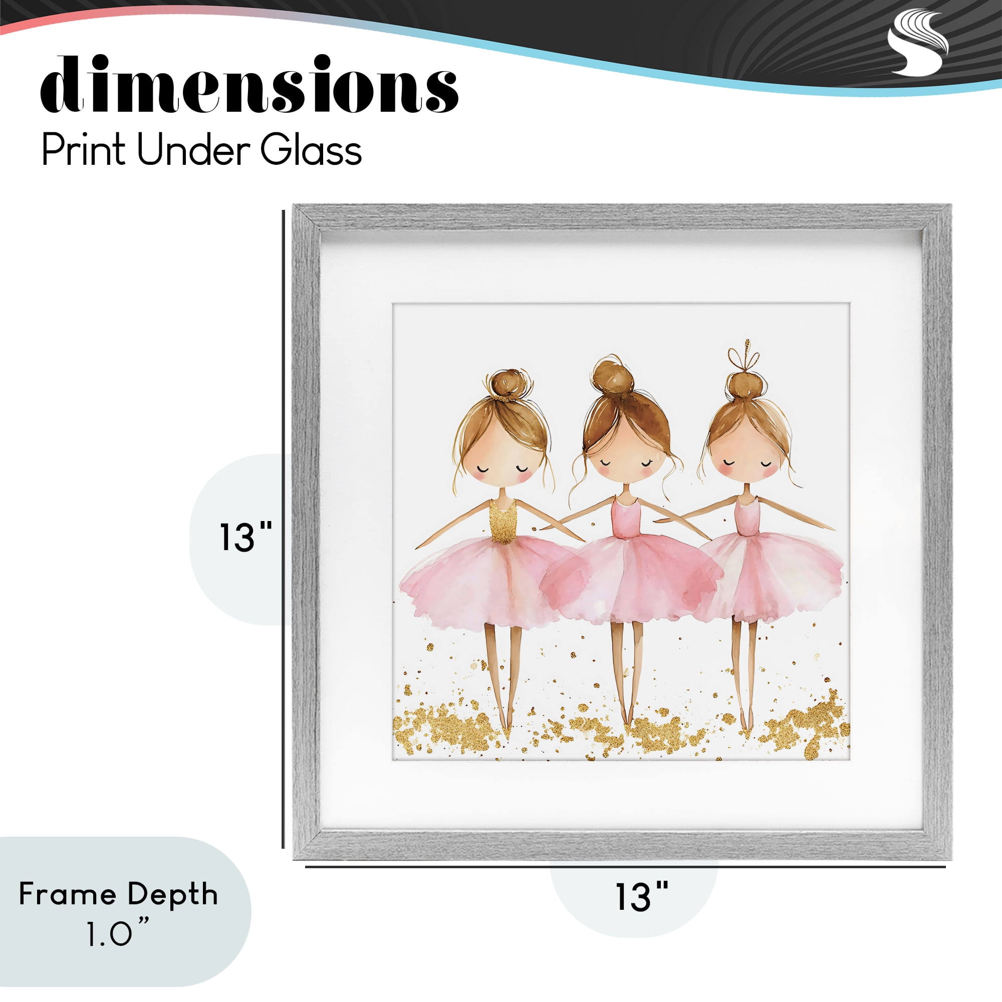 Stupell Industries Ballerina Trio in Pink Tutus Gray Framed Print Under Glass, design by Creative Studio