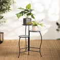 thumbnail image 3 of DecMode 20" x 15" x 24" 3 Tier Black Metal Folding Floral Plantstand with Floral Cutouts, 3 of 15