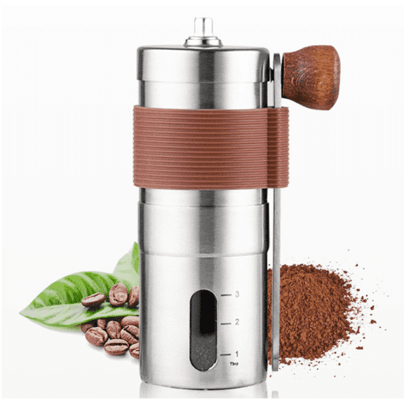 Manual Coffee Grinder with Conical Burr - Adjustable Stainless Steel Hand Crank Grinder for French Press, Espresso, Travel Camping