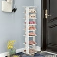 thumbnail image 3 of Gymax 7-Tier Wooden Shoe Rack Narrow Vertical Shoe Stand Storage Display Shelf White, 3 of 10