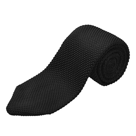 VONKY Men's Fashion Knitted Solid Necktie Casual Woven Narrow Black Tie Skinny Black