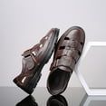 thumbnail image 4 of HaiMao Mens Fisherman Sandals Clearance Leather Sandals Closed Toe Cutout Casual Sandals Brown 7(39), 4 of 4