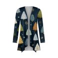 thumbnail image 5 of Women's Fashionable Loose-Fit Casual Cardigan with Christmas Print Mid-Length Coat for Holiday Outfits and Comfortable Wear,Navy,L, 5 of 6