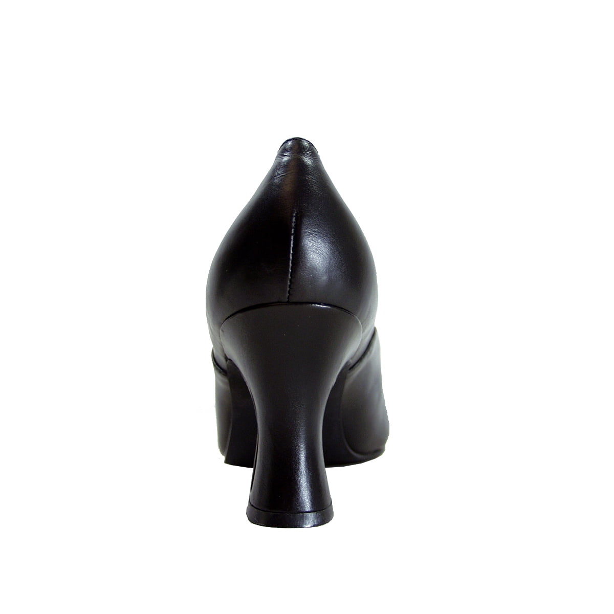 PEERAGE Silvia Women's Wide Width Louis-Heel Leather Dress Pumps (BLACK) 8