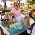 thumbnail image 3 of Golf Cart Seat Covers for 2 Seater,Blue Teal Brown Microfiber Cart Seat Towel Blanket,Anchor Nautical Coastal Ocean Wooden Absorbent Breathable Non Slip Bench Seats Protector for Golf Course 51"x31", 3 of 9