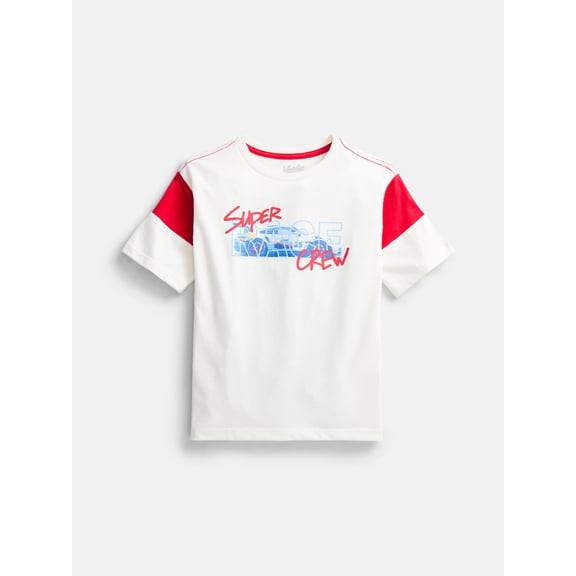 Wonder Nation Little Boys Colorblock Graphic Tee with Short Sleeves, Sizes 4-10