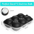 thumbnail image 3 of Ice Ball Maker, Reusable 2.5 Inch Ice Cube Trays, Easy Release Silicone Round Ice Sphere Tray with Lids & Funnel for Whiskey, Cocktails & Bourbon Black, 3 of 5