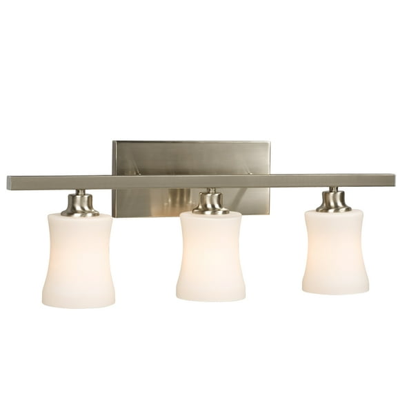 Galaxy-Lighting 710153BN Delta 3-Light Vanity in Brushed Nickel & White Glass