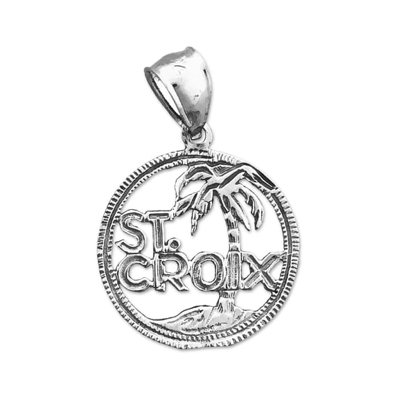 Rhodium Plated 925 Sterling Silver Saint Croix Virgin Islands Charm