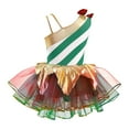 thumbnail image 3 of Yartina Kids Girls Striped Sequins Ballet Tutu Dance Dress Sleeveless Christmas Candy Cane Costume Green 4, 3 of 5