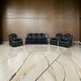 thumbnail image 6 of Benjara Nova 85 Inch Dual Power Recliner Sofa, Theater Lit, Faux Leather, Black, 6 of 6