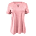 thumbnail image 4 of Short Sleeve Shirts for Women, Basic Pack of Summer Short Sleeve Casual T Shirt Tops, Pink XL, 4 of 9