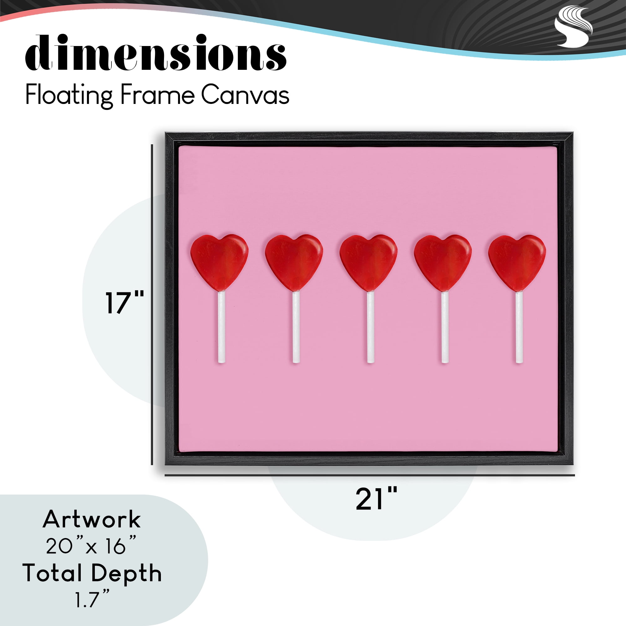 Stupell Industries Valentine's Heart Pops Black Framed Floater Canvas Wall Art, design by LISH Creative