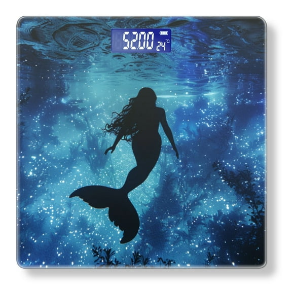 High Precision Body Weight Scale Smart Bathroom Scales with Large LCD Display(400lbs),Decorative for Bedroom-Silhouette Of Mermaid Swimming In The Deep Blue Sea