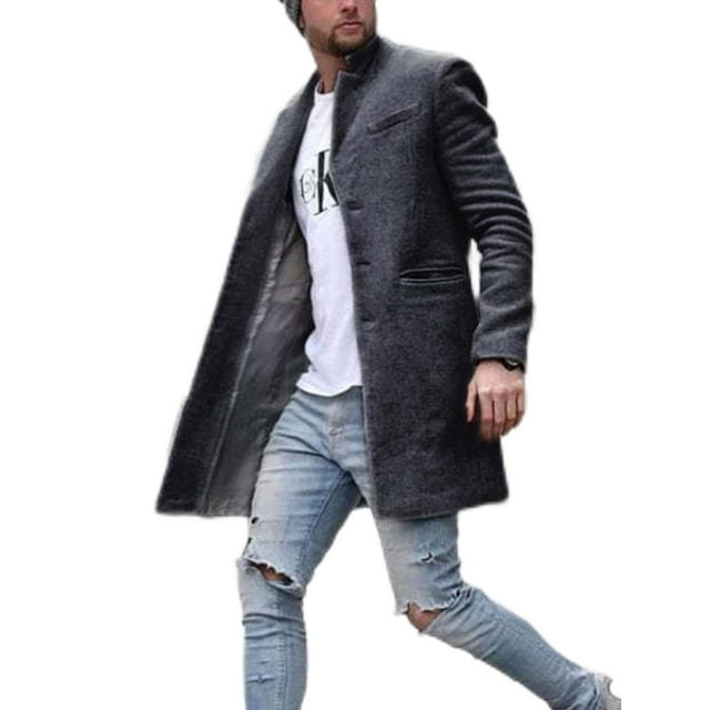 Innerwin Manteaux à Manches Longues pour Hommes Veste Décontractée Col à Revers Gris Foncé 2TG