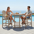 thumbnail image 3 of Dining Set 3-Piece Antique Wood Indoor/Outdoor Bar Height Bistro Set, 31.1" Round Pub Table with 2 Bar Stools, All-Weather Patio Furniture for Balcony, Deck, Poolside & Coastal Use, 3 of 7