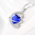 thumbnail image 6 of Juwaliy 13MM Women Moon Stars Necklace Heart September Birthstone 925 Sterling Silver Pendant Blue Sapphire Jewelry Christmas Valentines Birthday Mother's Day Gift for Her/Wife/Mom, 6 of 10